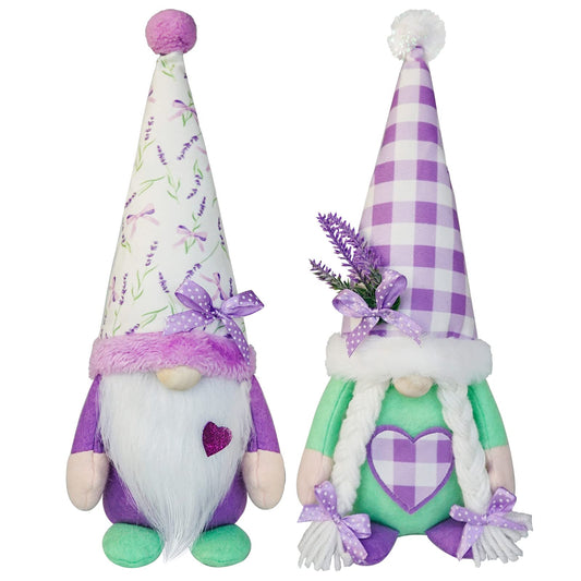 KnomeKo Lavender Gnomes Decor,Spring Purple Gnome Decorations for Home,Lavender Flower, Summer Tiered Tray Decor,Gnome Gifts for Woman