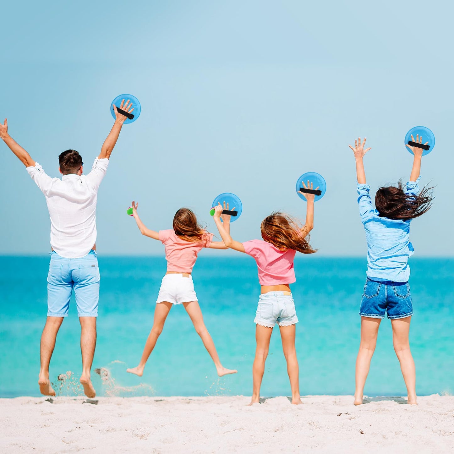 Ayeboovi Toss and Catch Ball Set with 8 Paddles 4 Balls Outdoor Beach Pool Toys for 3 4 5 6 7 8 Year Old Boys Girls Birthday Gift Outside Camping Lawn Yard Games for Kids and Family