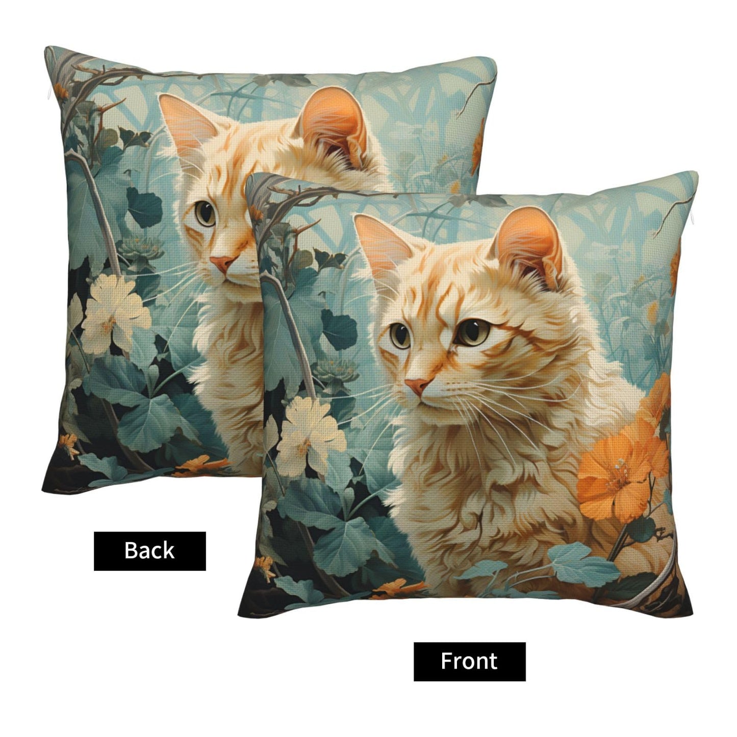 Yansipor Cat Paint 18x18 Pillow Cover, Healthy & Breathable Cotton Linen Throw Pillow Case, Decorative Cushion Cover for Couch, Sofa, Or Bed - Eco-Friendly, Soft, and Durable for Home Décor