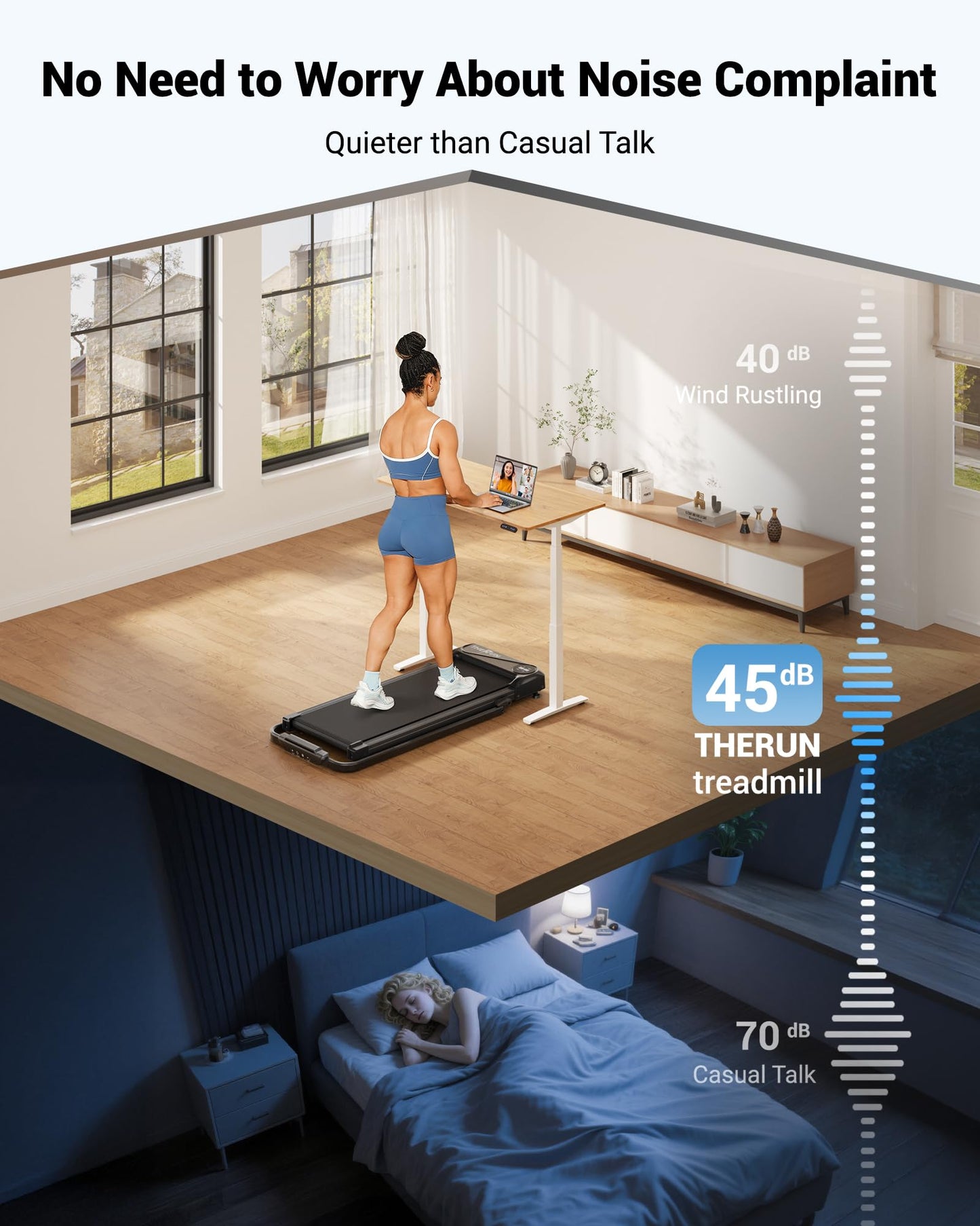 THERUN Walking Pad Treadmill, 2.5 HP Under Desk Treadmills, 2 in 1 Foldable Treadmill for Home, Walking Pad with Handle Bar, 15" Widened Running Belt, with Remote Control & LED Touch Screen