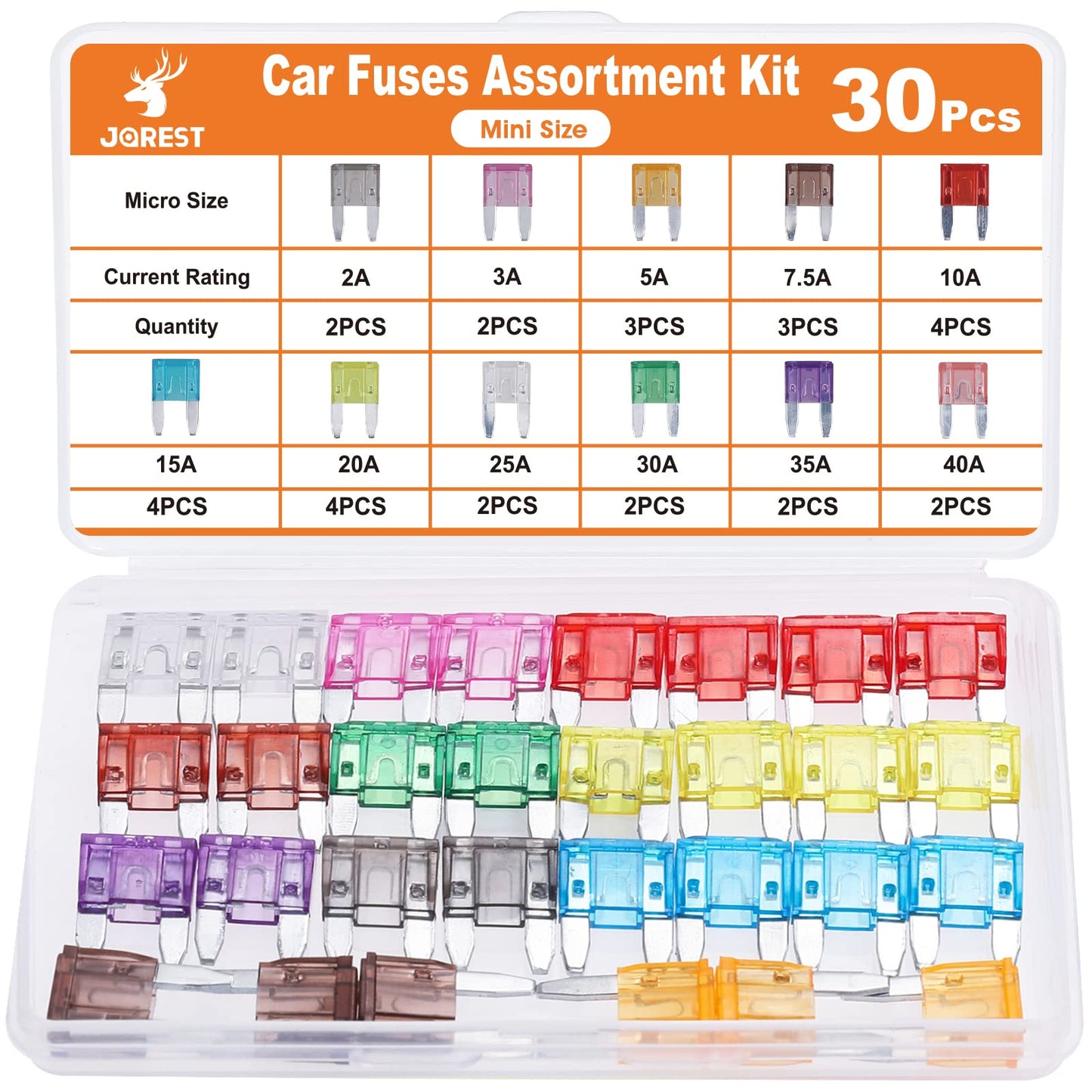 JOREST 300Pcs Car Fuse Assortment Kit, 160 Mini Blade Fuses Automotive + 90 Standard Auto Fuses + 50 Micro + Puller – Replacement for RV Camper Boat Truck (2Amp 3A 5A 7.5A 10A 15A 20A 25A 30A 35A 40A)
