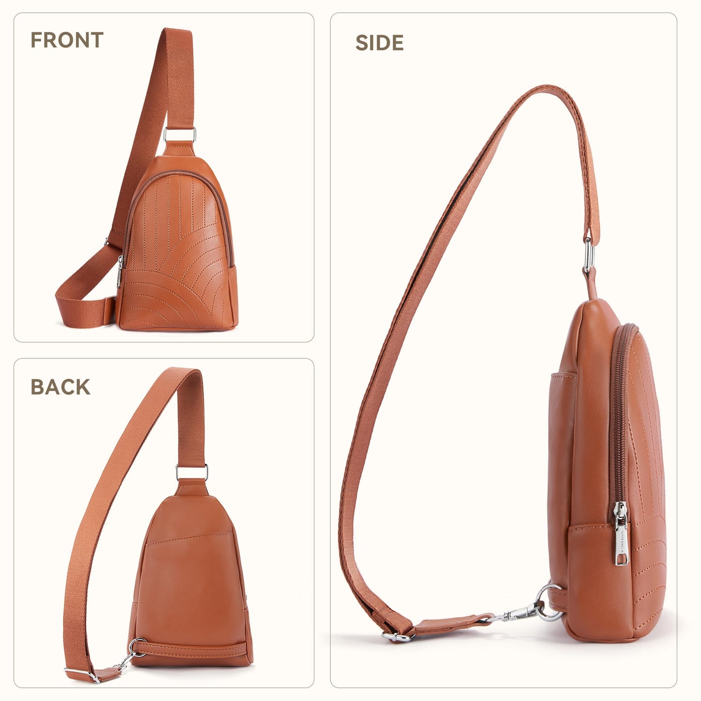 BOSTANTEN Sling Bag for Women Crossbody Bag Cross Body Travel Purse Quilted Vegan Leather Small Fanny Pack