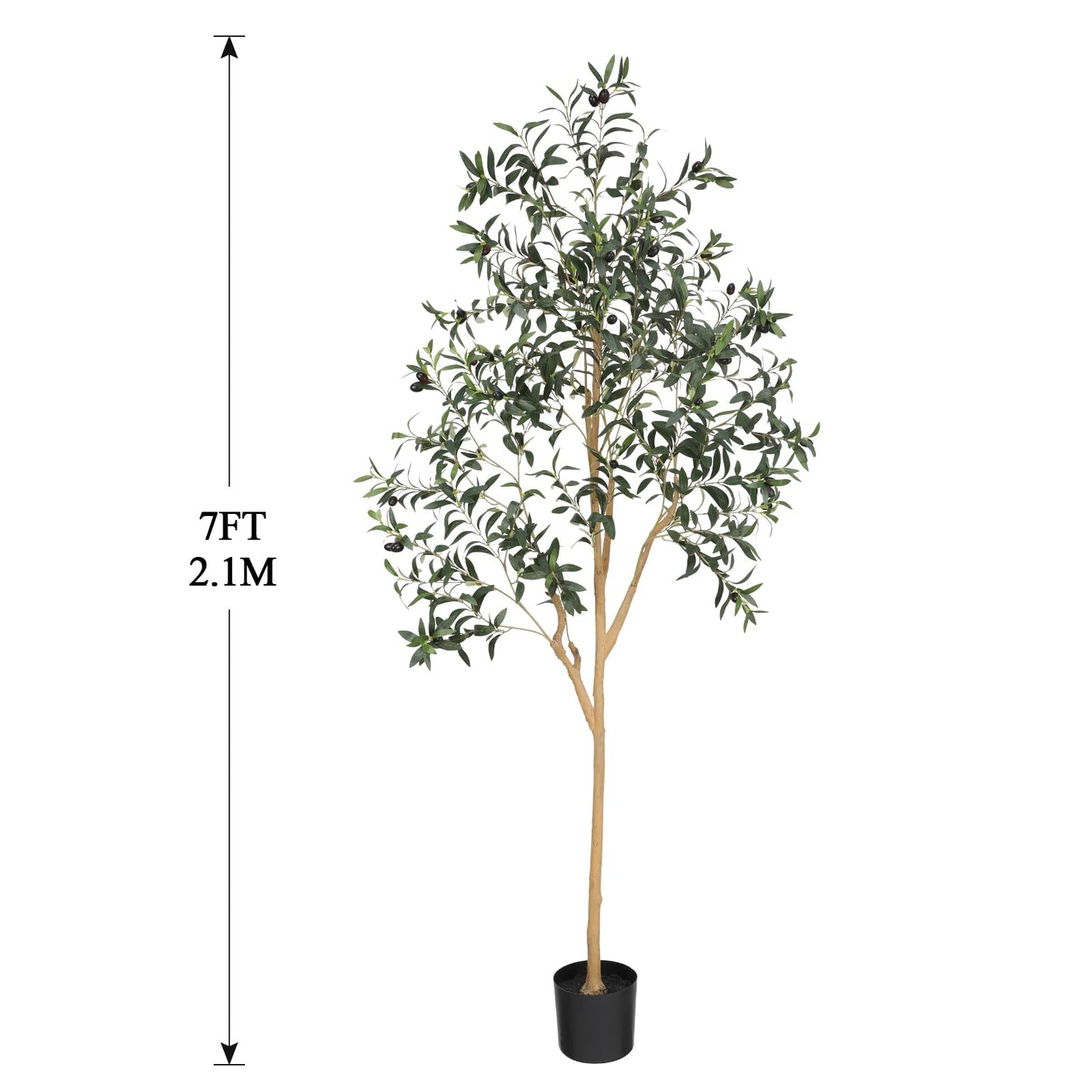 JUSTOYOU Olive Trees Artificial Indoor, 7FT Tall Faux Olive Tree Artificial Plants Potted Tree with Wood Branches and Fruits for Living Room Bedroom Modern Home Decor