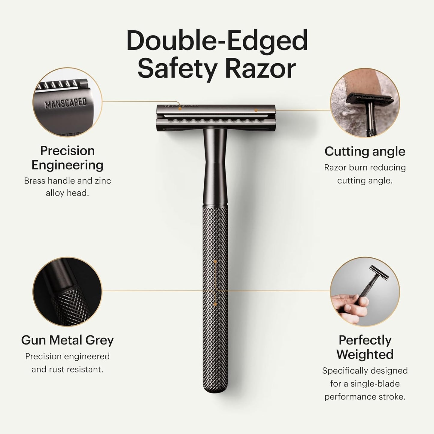 MANSCAPED® The Plow® 2.0 Premium Single Blade Double-Edged Safety Face Razor for Men