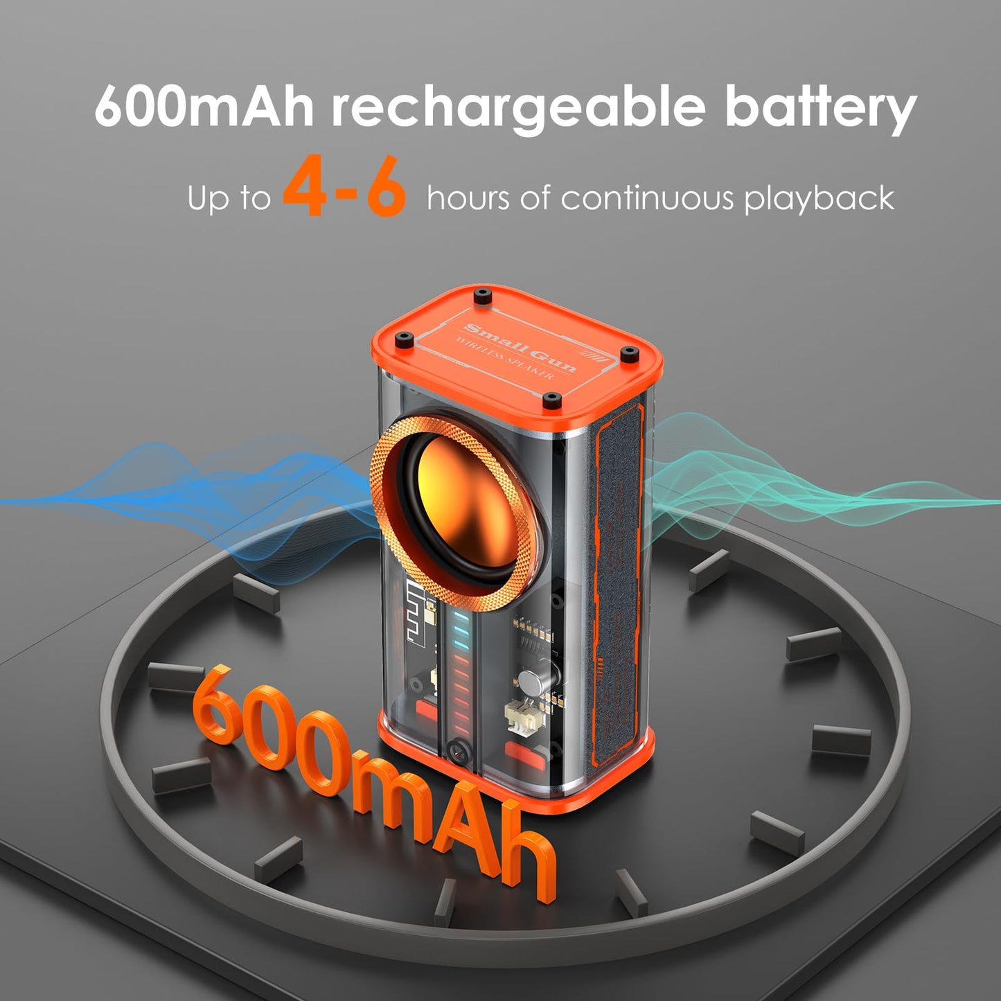 BSZHI Transparent Wireless Bluetooth Speaker Portable Mini Speaker with LED Colorful Lights Stereo Sound TWS Small Speakers for Office, Party Camping, Shower, Home, Travel