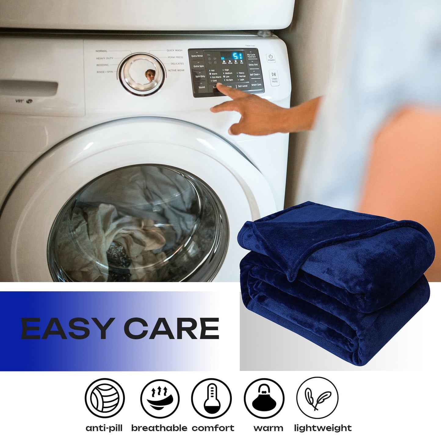 Fleece Plush Throw Blanket Navy Blue(50 by 60 Inches),Super Soft Fuzzy Cozy Flannel Blanket for Couch Sofa.Microfiber Blanket Lightweight