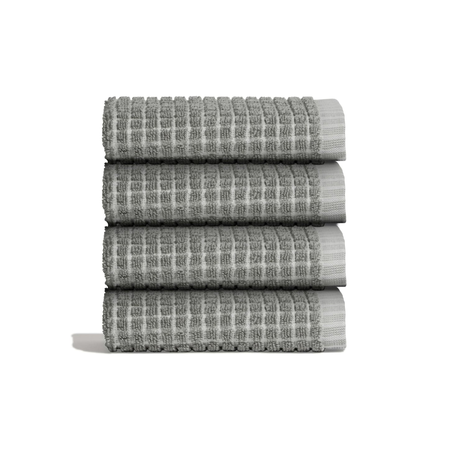 ONSEN Terry Cotton Towels (White, 4X Face Towels) - Quick Drying, Lightweight, and Space Saving Design