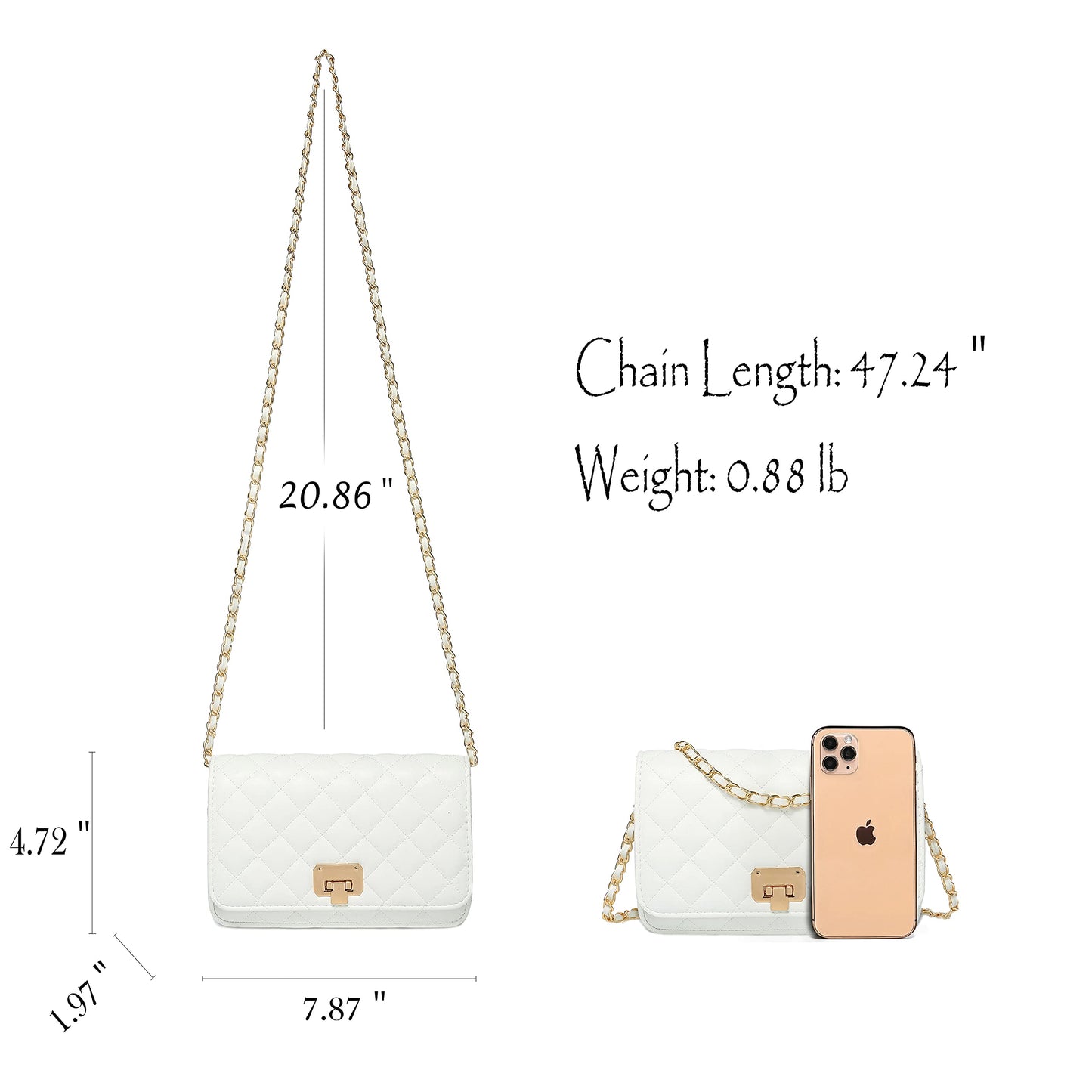 HAKSIM Women Leather Shoulder Bag Fashion Clutch Handbag Quilted Designer Crossbody Bag with Chain Strap