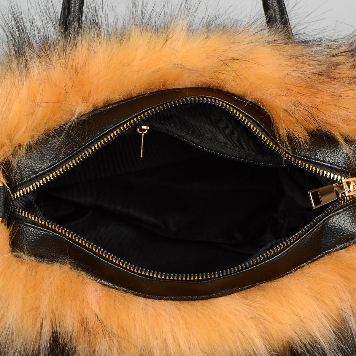 Women's Furry Shoulder Handbags Faux Fur Work Tote Bag for Women Fluffy Satchel Handbags Wristlet Zipper Purses