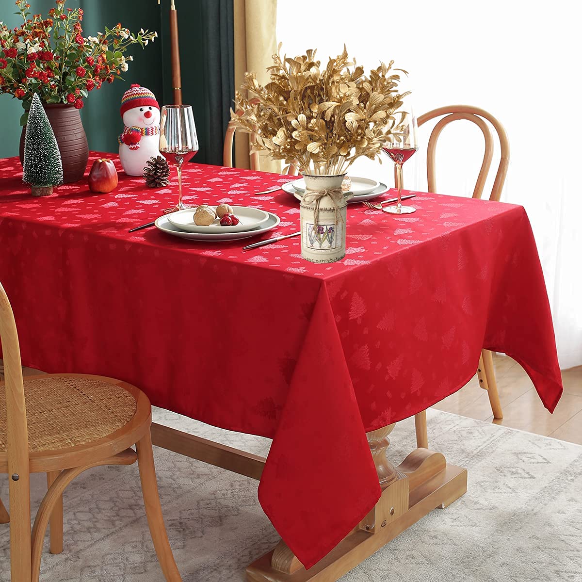 PASYOU Fake Plants Christmas Decorations, Golden Artificial Flowers Plastic Grass Shrubs Leaves Indoor Outdoor Home Garden Party Hotel Verandah Wedding Event Bouquet Faux DIY Decor - Gold 4 Pack