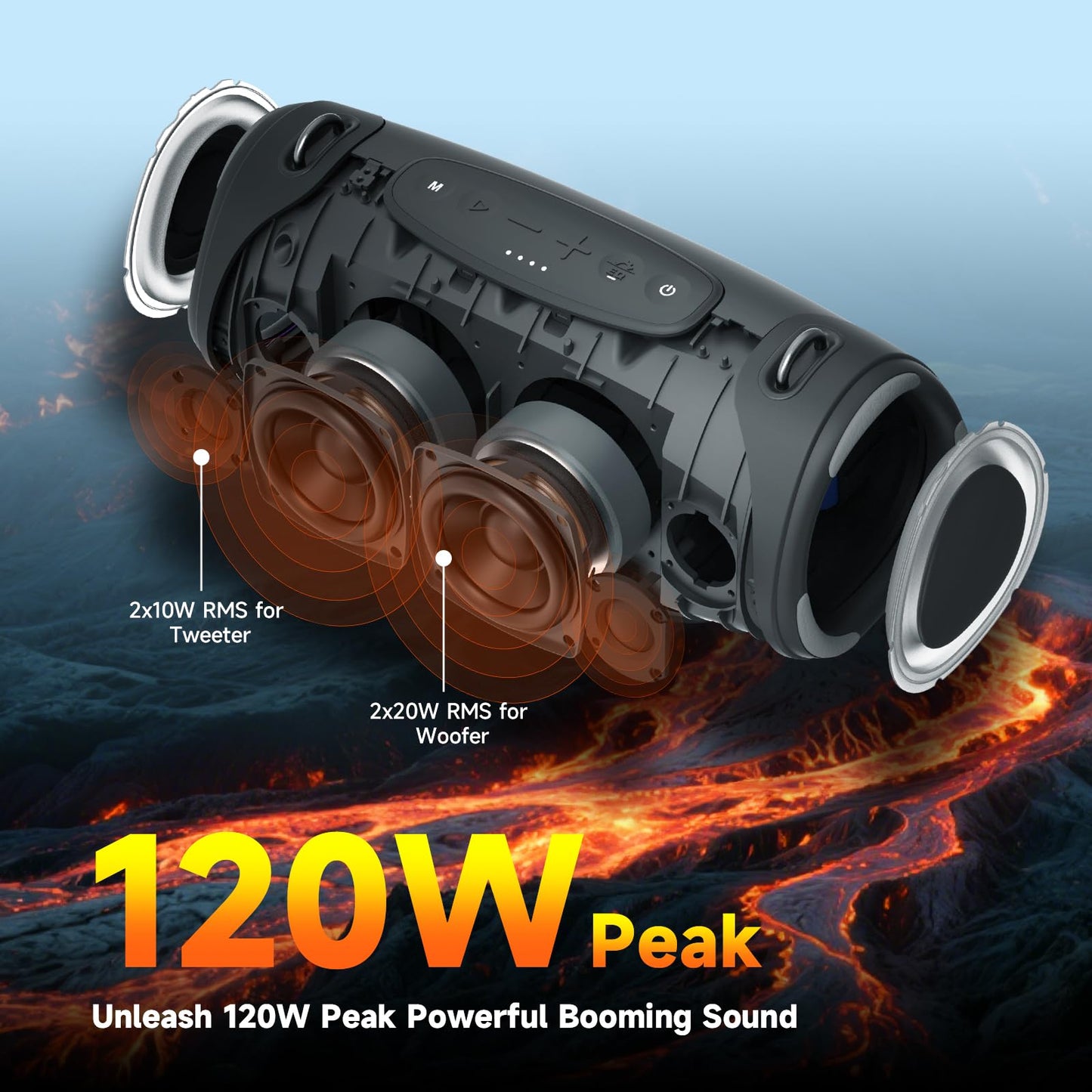 TAZATA Portable Bluetooth Speaker,IPX7 Waterproof 80W Loud Stereo Sound Wireless Outdoor Speaker for Pool,Shower,Camping Bike Use,8H Playtime