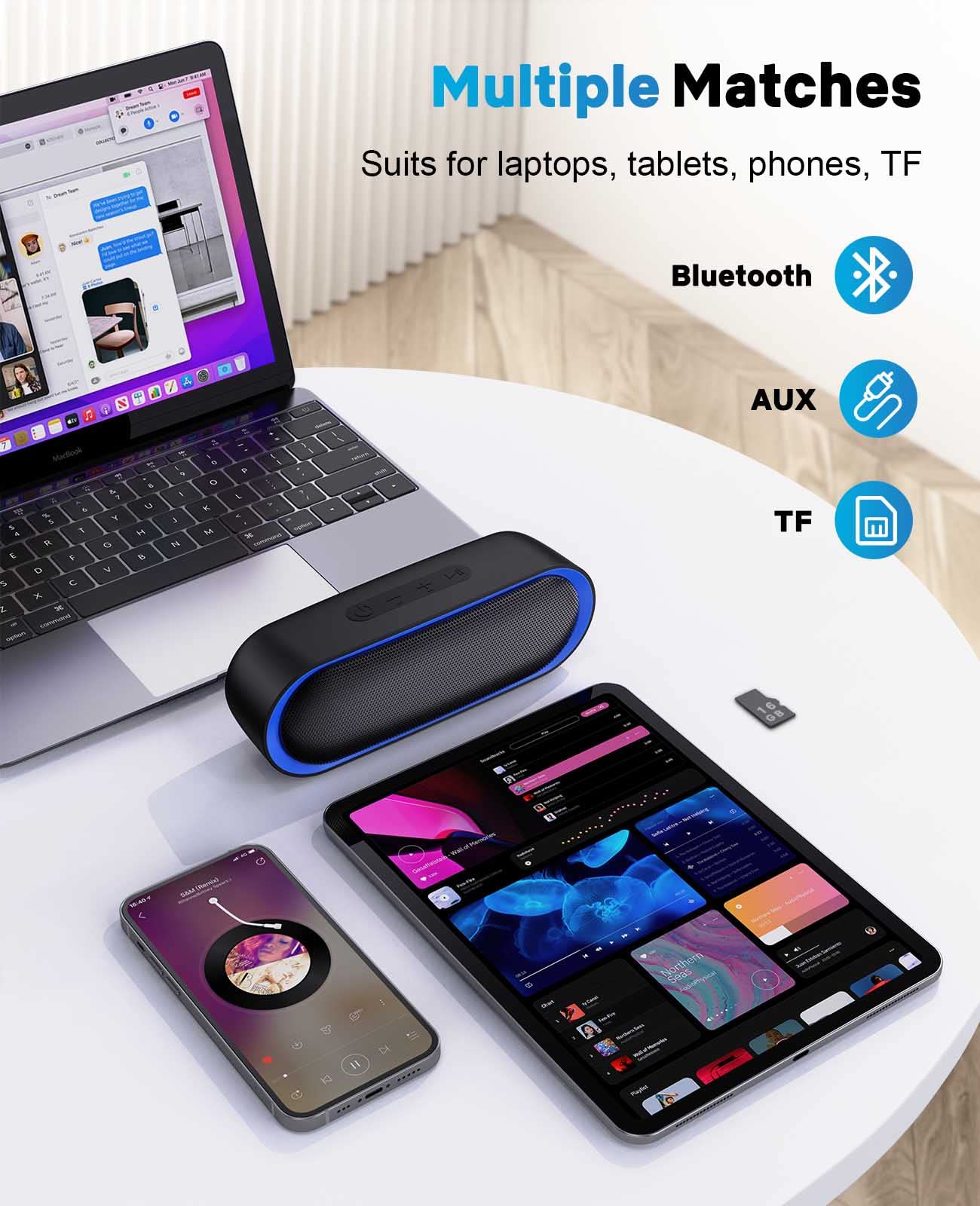 LENRUE Bluetooth Speakers, Waterproof Portable Speakers with TWS, 24 Playtime, Stereo Sound, Wireless for Home Shower Pool Beach Outdoor (Black)