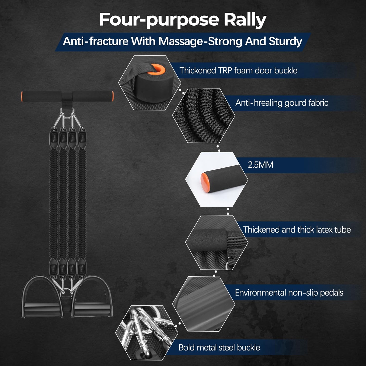 Awaiymi Pedal Resistance Band, Exercise Bands With Handles, Elastic Sit Up Pull Rope, Workout Equipment for Physical Therapy, Home Fitness, Strength Training With 8 Shape Fitness Band