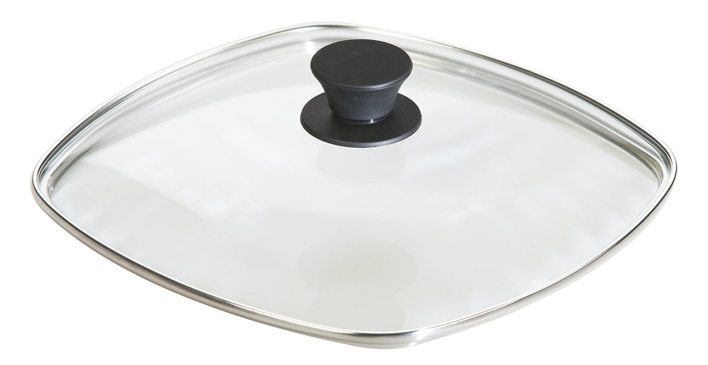 Lodge Square Tempered Glass Lid - Versatile Glass Lid for 10.5 Inch Skillets and Pans - Dishwasher Safe - 10.5 Inch