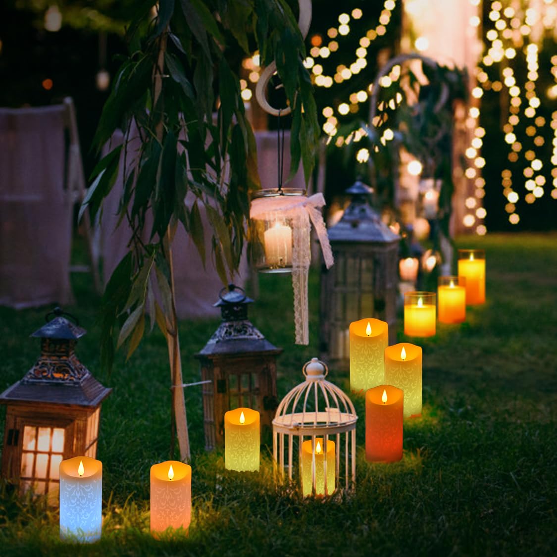 NICEME 3PCS LED Multi Colored Flameless Candles with Remote Control Timer Color Changing Candles Realistic Wax Battery Operated Candles with Flickering Flame, D3 x H4 5" 6"