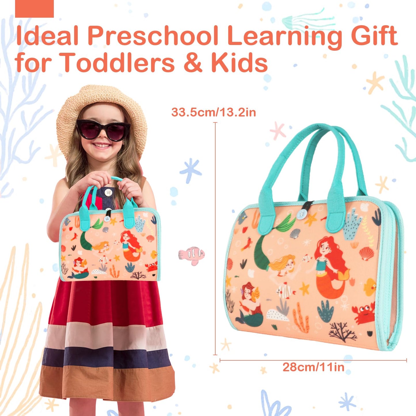 Toddler Busy Board Montessori Toys for Toddlers 1-3 Year Old Educational Activity Book Board Sensory Travel Toys Ages 2-4 Preschool Learning Fine Motor Skills Toy Quiet Book Gift for Kids