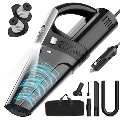 Car Vacuum, Portable Vacuum Cleaner with Powerful 7000PA Suction, DC 12V Power 16.4Ft Cord Wired Vacuum Cleaner, LED Light, Car Accessories for Men/Women