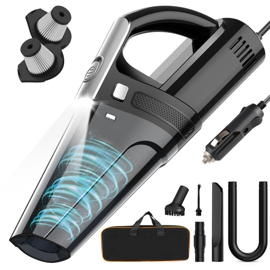 Car Vacuum, Portable Vacuum Cleaner with Powerful 7000PA Suction, DC 12V Power 16.4Ft Cord Wired Vacuum Cleaner, LED Light, Car Accessories for Men/Women