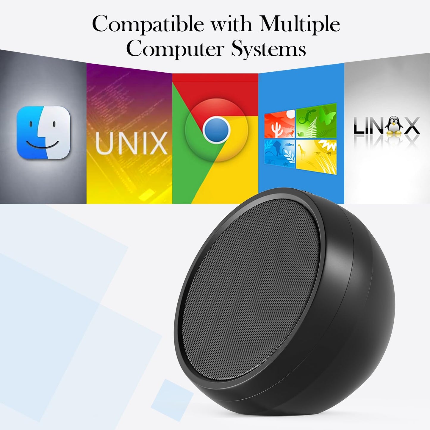 ABRRU USB Computer Speaker for Laptop, External Speakers for Desktop Computer with Crystal Clear Sound, Rich Bass and Volume Buttons, Plug-N-Play (Black)