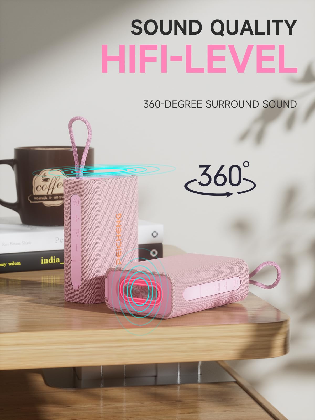 PEICHENG Speaker, Portable Wireless Bluetooth Speakers, Waterproof Loud Stereo Sound with RGB Lights TWS Paire Long Playtime for Home/Party/Outdoor, Electronic Gadgets(1PCS, Pink)