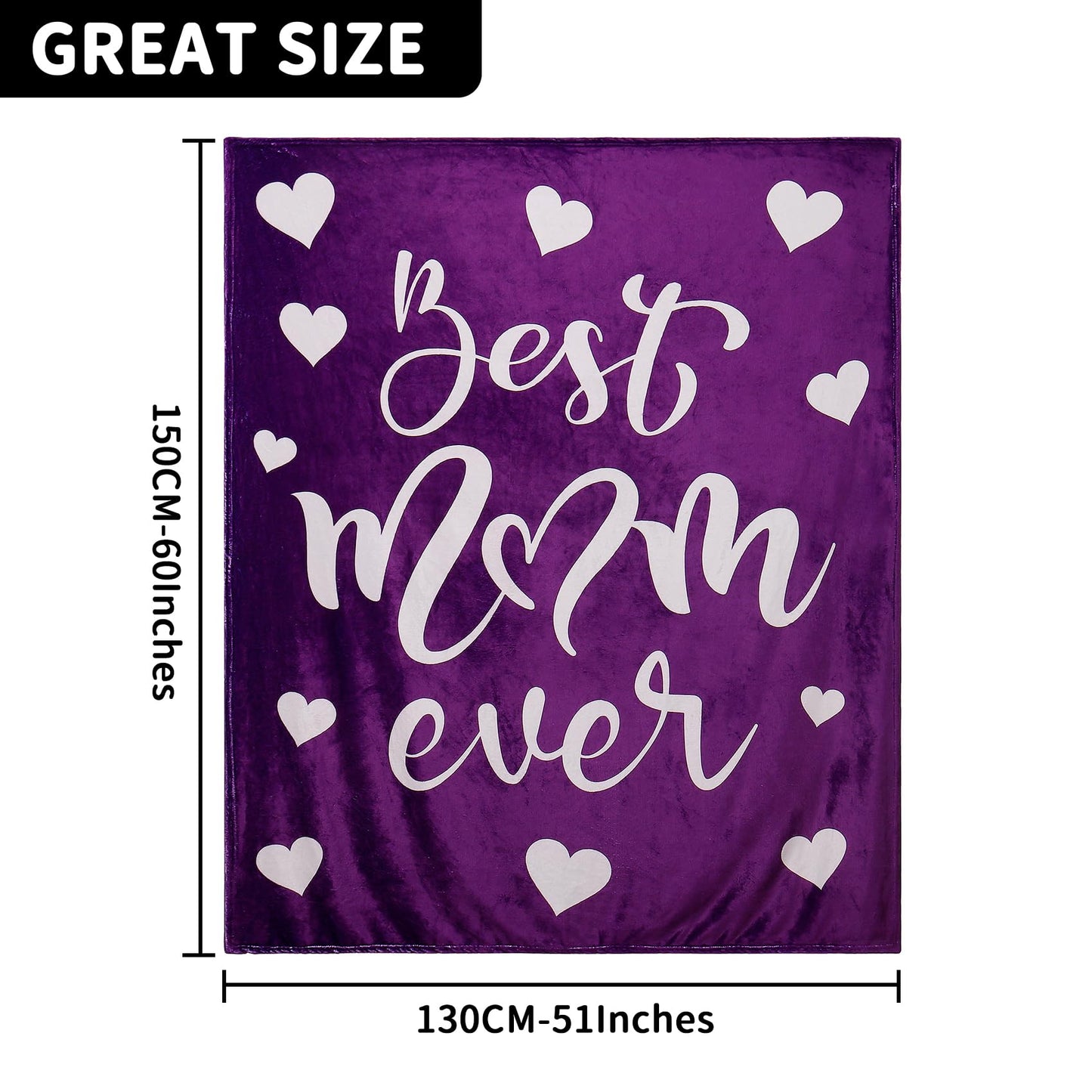 Best Mom Ever Blankets Mom Blanket Gifts for Mom Soft Plush Throw Blankets from Your Favorite Son Daughter Mom Birthday, (Purple)