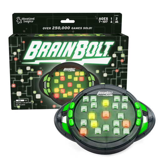 Educational Insights BrainBolt - Handheld Memory Game with Light and Sound, Electronic Brain Games, Single Player Brain Teasers for Kids Teens, & Adults, Gamer Gifts for Boys & Girls Ages 7+