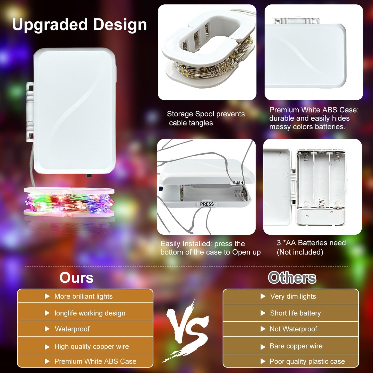 AIKEI Led Fairy Light Battery Operated, 50LED 16FT String Lights Copper Wire Starry Fairy Lights (Multi-Colored, 1Pack)