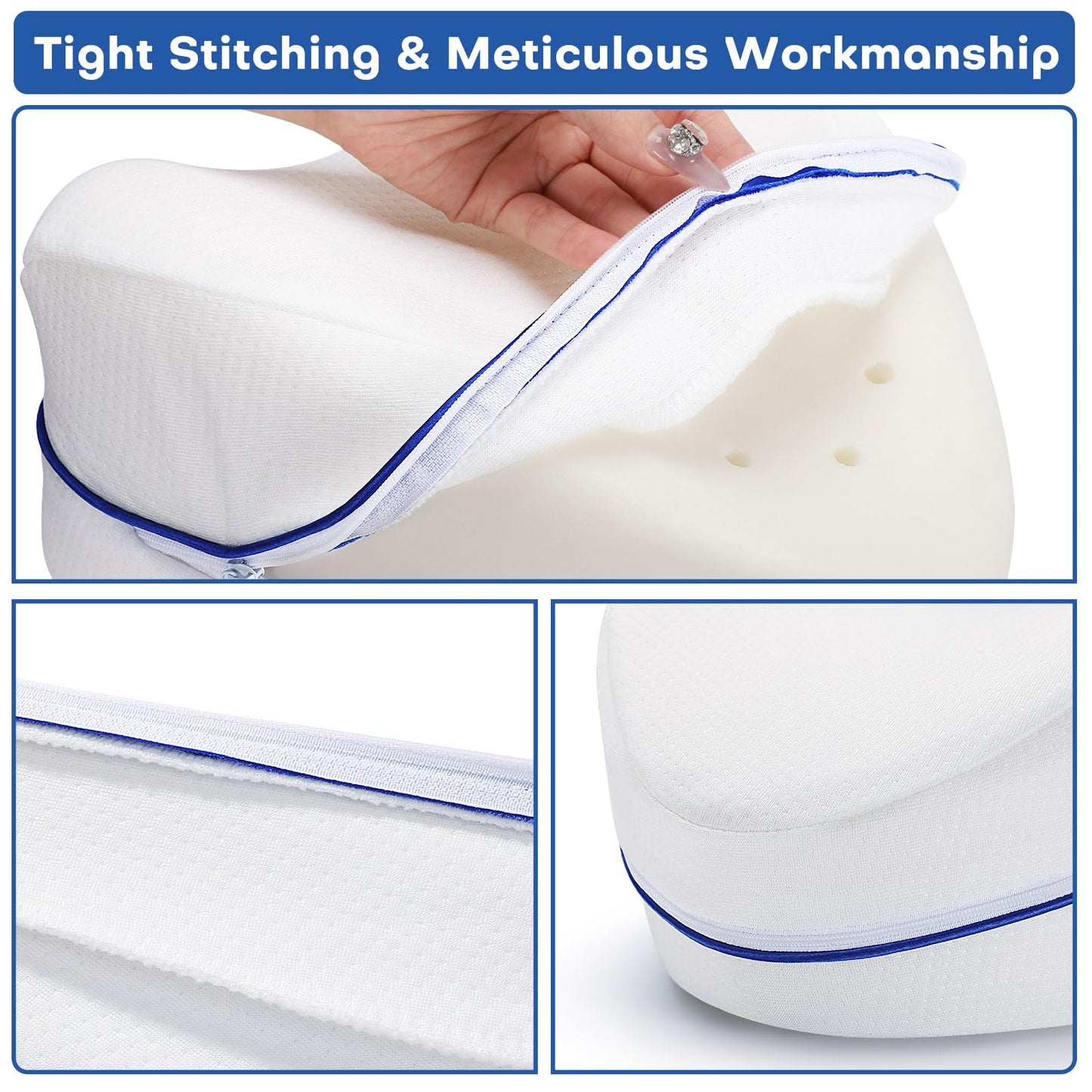 Noverlife 2 Pack Leg Pillow Covers for Contour Knee Pillow, Zippered Pillowcover ONLY, Replacement Pillow Cases for Memory Foam Knee Pillows Washable Pillowcases for Heart Shaped 10x9inch Leg Pillow