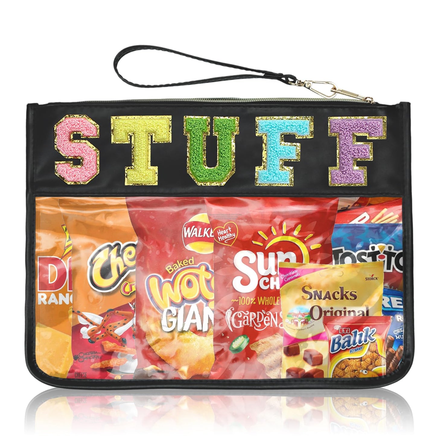 Snack Bags Pouch Travel Makeup Bag Chenille Letter Bags for Zipper Pouch Clear Cosmetic Bag Tote Bag Makeup Travel Bag for Women