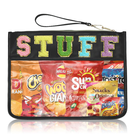 Snack Bags Pouch Travel Makeup Bag Chenille Letter Bags for Zipper Pouch Clear Cosmetic Bag Tote Bag Makeup Travel Bag for Women