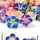 100 Pieces Small Plumeria Flower Beads with Holes Polymer Clay Charms Pendants Flatback Cabochons Embellishment for Jewelry Making Keychain Hair Accessories