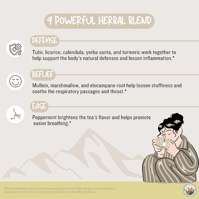 Ancient Paths Mullein Herbal Tea Blend - Respiratory Support & Immunity - Mullein Tea Leaf, Licorice, Peppermint, Elecampane - Caffeine-Free, Sustainable Tea Bags & Good Faith Grown (20 Sachets)