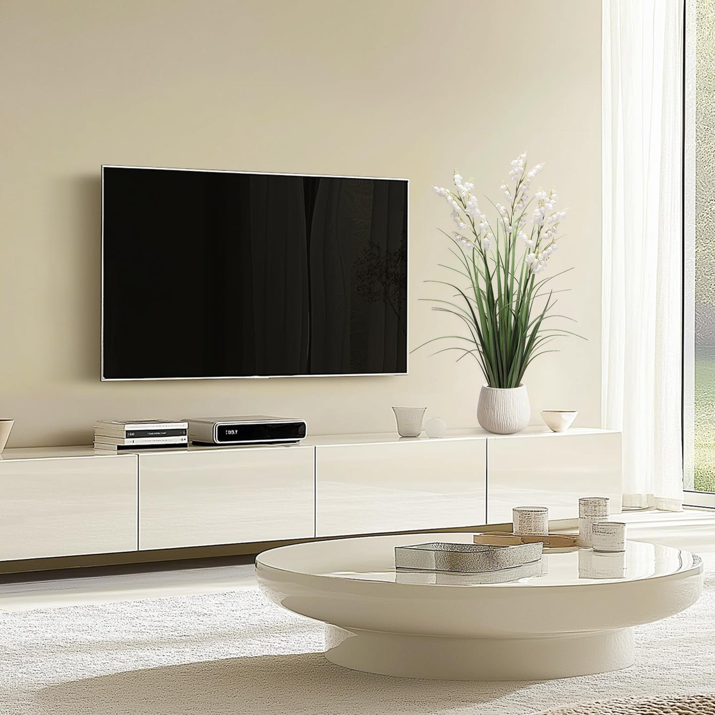 Fake Plants Home Decor Fake Flowers Artificial Plants Outdoor Tall Grass Plant Artificial Pampas Grass Decor Artificial Plants Indoor Fake Grass Living Room Decor Artificial Grass 36“2PCS White