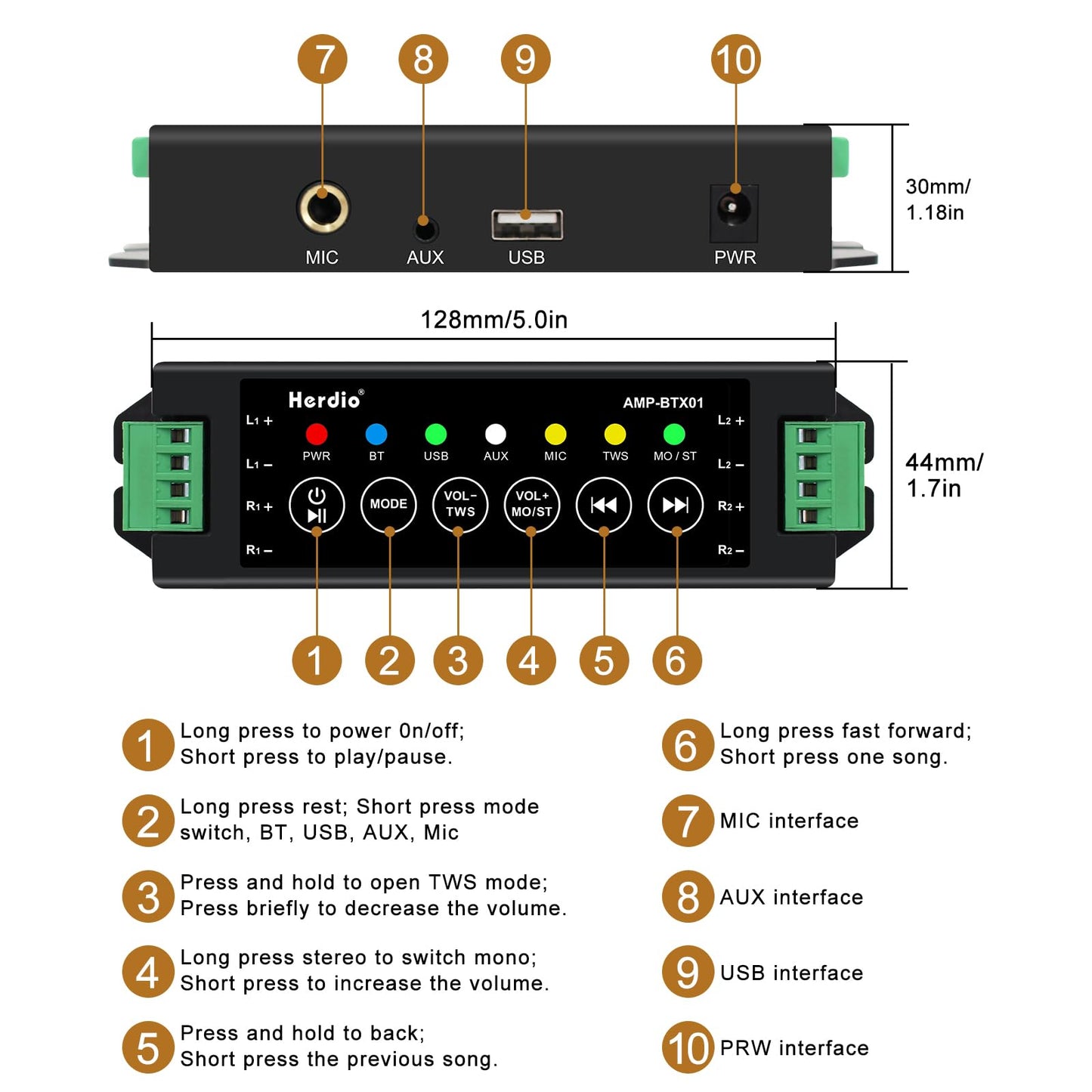 Herdio 4 Inch Outdoor Speakers with Bluetooth 4 Channel Amplifier for Indoor Outdoor Patio,Deck, Waterproof Wall Mount System (4 Speakers)
