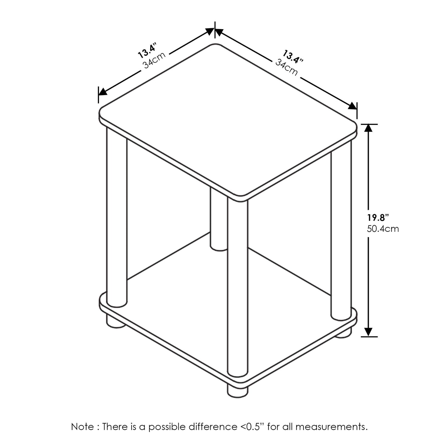 Furinno Turn-N-Tube Haydn End Table, White/White