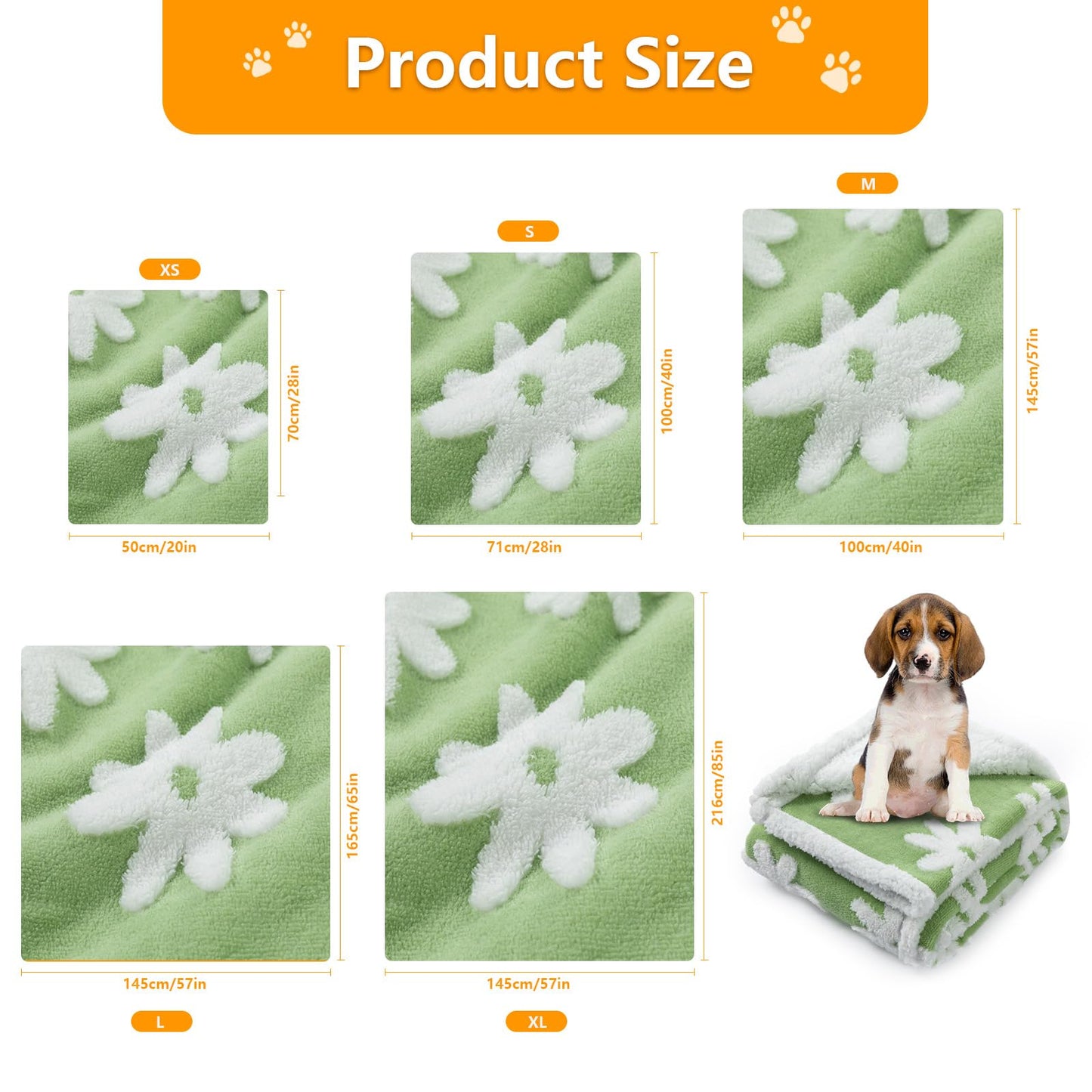 Maidewow Waterproof Pet Blanket,Dog Bed Covers Small Throw for Puppy Cats Stylish Jacquard Pets Couch Sofa Furniture Protection Washable Reversible Covers (Green Flower,XS)
