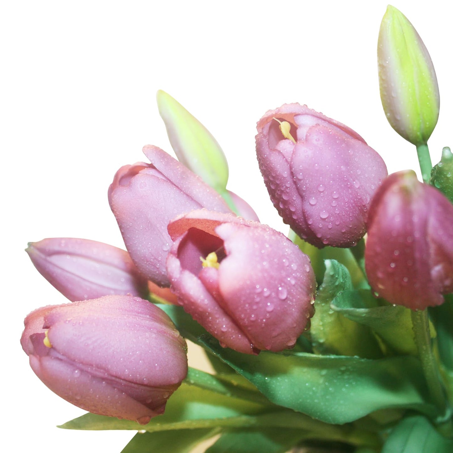 Moderspace 15pcs Artificial Tulips Flowers, Fake Tulips Real Touch, Faux Latex Bouquets, for Party Wedding Home Room Decoration (Purple)