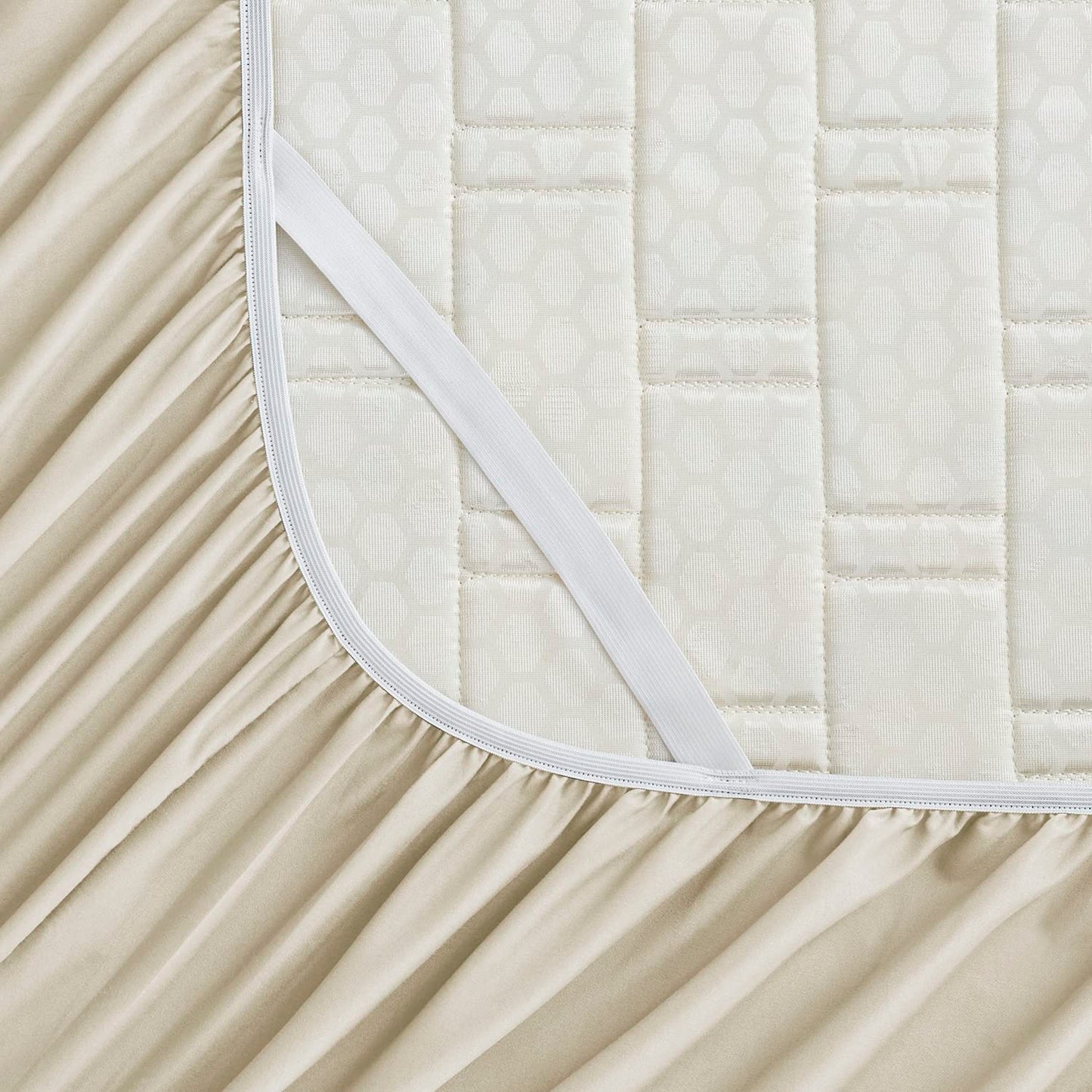 Empyrean Beige Cream Extra Deep Pocket King Fitted Sheet Only, Hotel Luxury King Size Fitted Sheets Easily Fits 18 to 24 Inch Mattress, Super Soft, Wrinkle-Free Bottom Sheets with Corner Straps