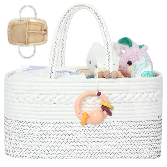 miss fong Diaper Caddy Organizer - Baby Diaper Caddy Portable Baby Diaper Organizer with Removable Dividers Baby Storage Basket & Car Travel Basket,Baby Shower Gifts for Newborn(Black)