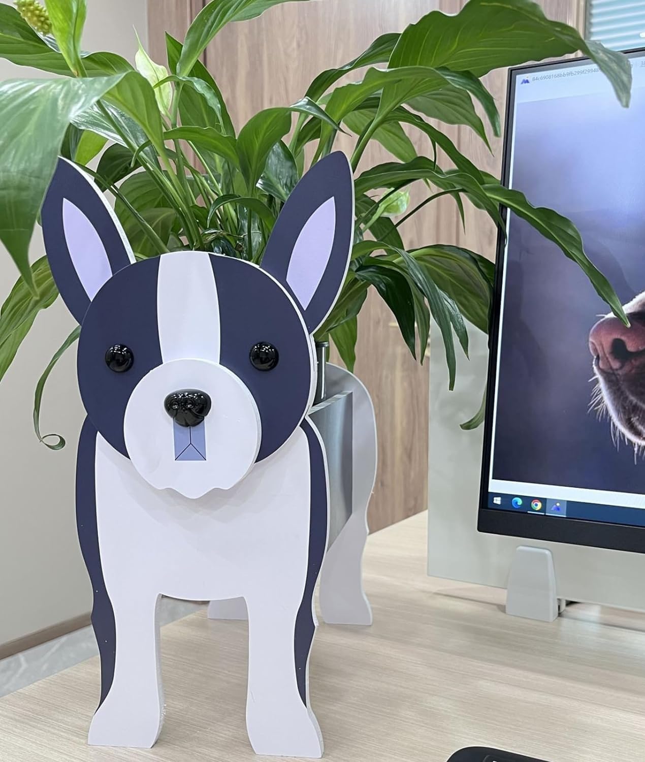 Bamboo's Grocery LoKii Boston Terrier Dog Planter, Cute Dog Plant Pot, Animal Shape Plant Containers, for Outdoor Indoor and Garden Decoration Plants