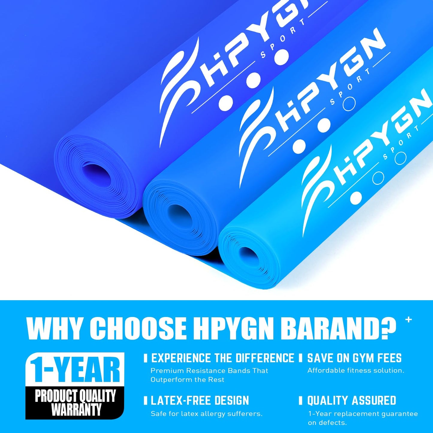 HPYGN Exercise Bands, Resistance Bands for Working Out Women and Men, Physical Therapy, Yoga, Pilates, Rehab, Fitness, Strength Training Starter Set Suitable for Home Workouts or The Gym Workouts