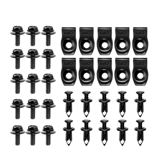 GOOACC 170Pcs Car U-Clip and Screw Assortment Kit 9 Different Sizes Automotive U Nut and Screw Clip Replacement Parts for Dash Door Panel Interior