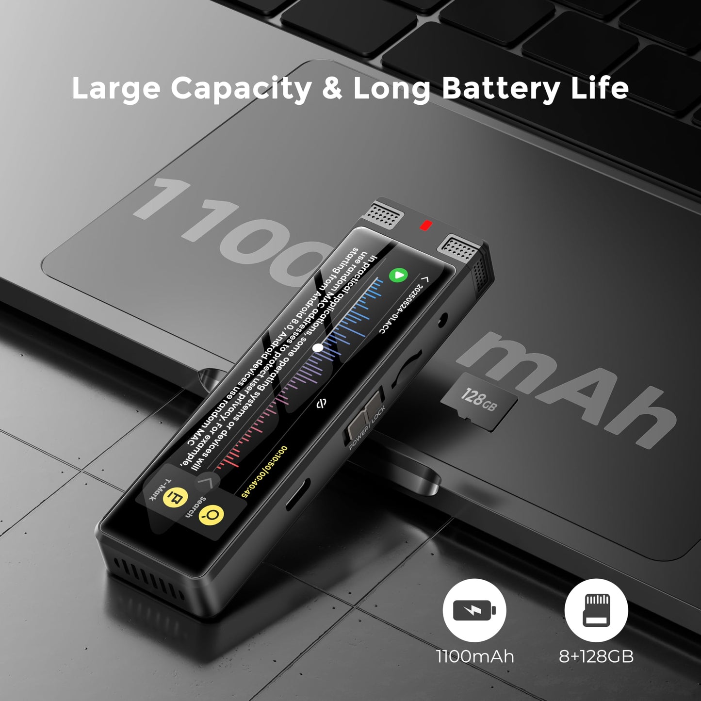 136GB AI Voice Recorder, TIMMKOO Digital Voice Recorder with Playback, Offline Transcribe and Online Summarize/Mindmap/Translation Base on AI Technology, Voice Activated Audio Recorder (Black)