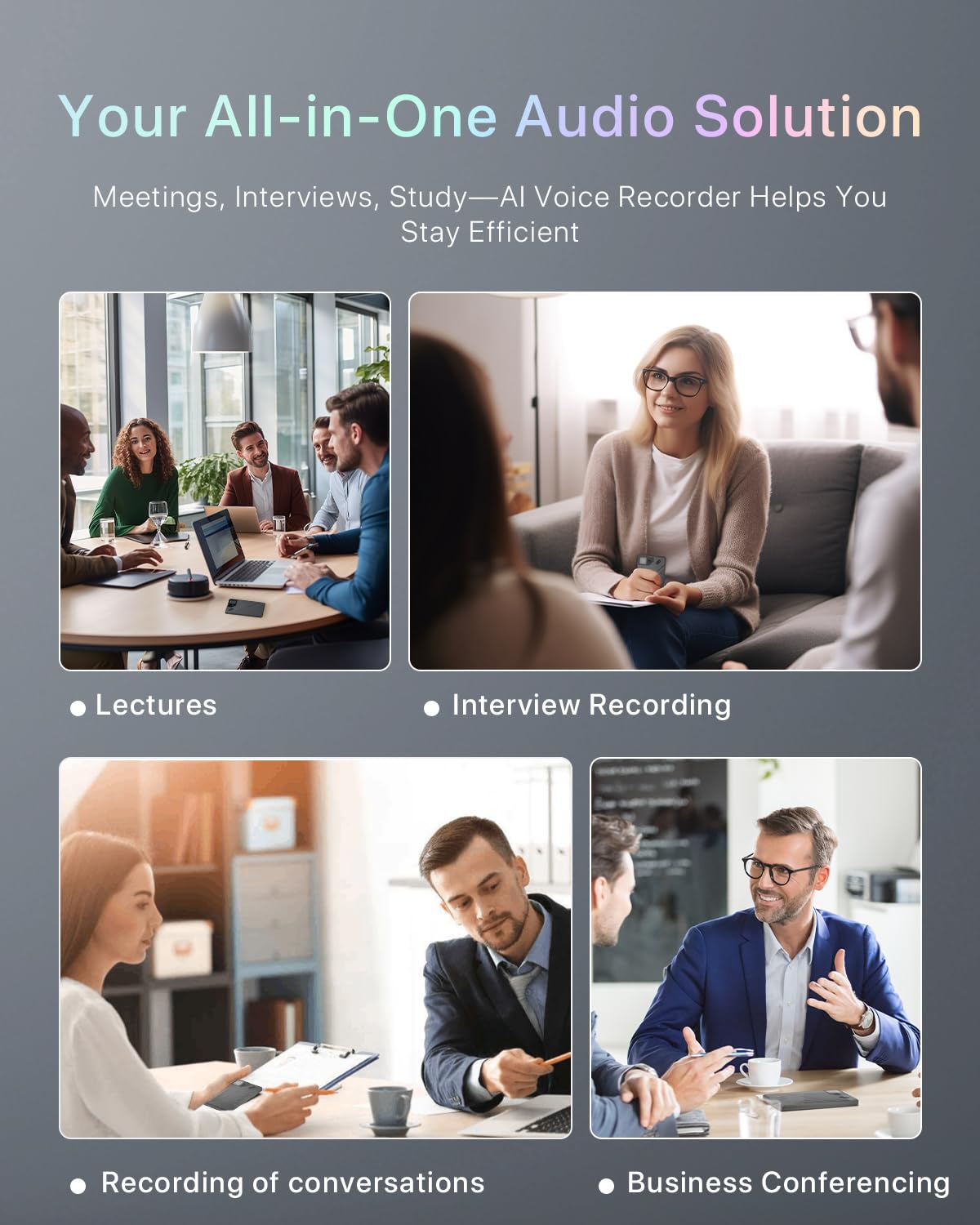 AI Voice Recorder, App Control, Transcribe & Summarize by ChatGPT, Support 112 Languages, 60H Recording, 64GB Memory, Digital Audio Recorder for Lectures, Meetings, Calls