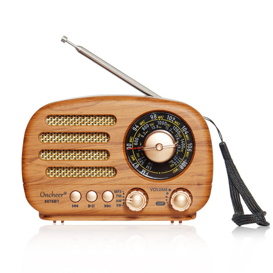 Portable Vintage Decor Radio, Retro Bluetooth Speaker, FM/AM/SW Old Fashion Classic Style, Adjustable Antenna, Rechargeable Battery Powered, Support TF Card, USB Playing Music-Light Color