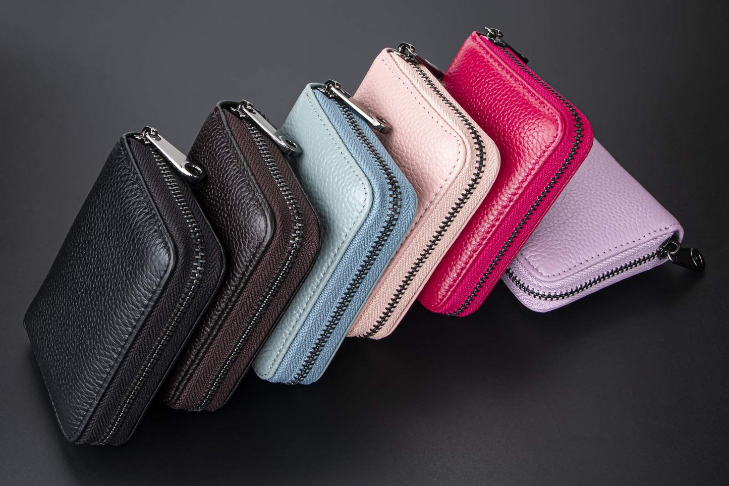 Aiyo Fashion Genuine Leather Credit Card Holder Wallet RFID Blocking Secure Card Case ID Case Organizer Zipper Wallet