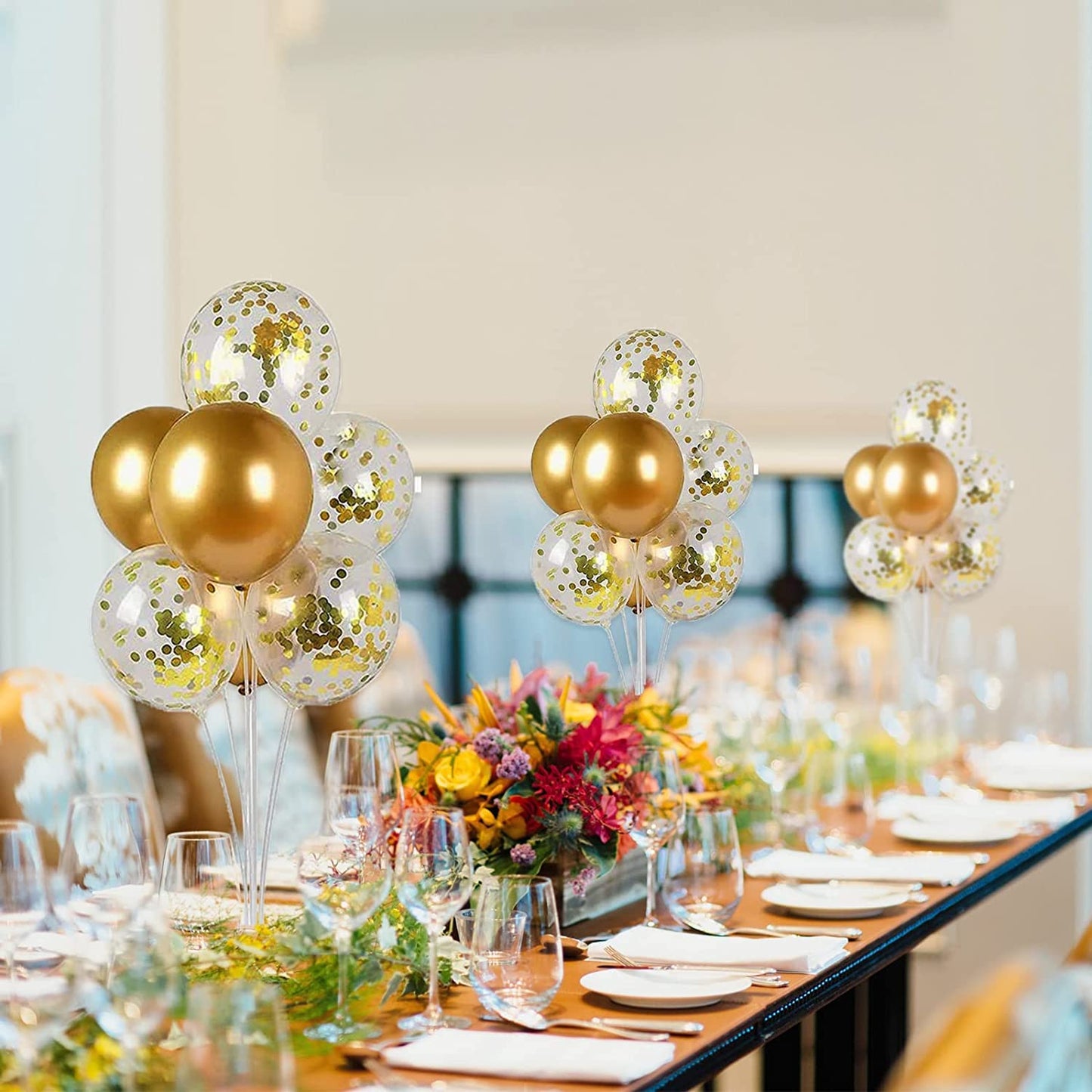 8 Set Balloon Stand Kit - Balloon Sticks With Base for Table Balloon Centerpiece Decorations for Birthday Graduation Gender Reveal Baby Shower Party Decorations