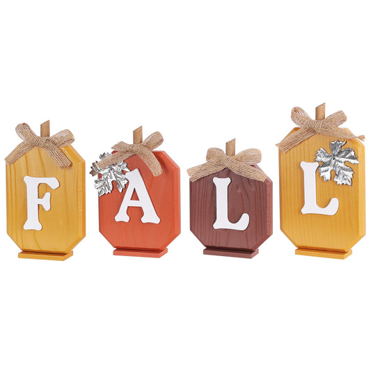 DEWBIN Fall Decorations for Home, Pumpkin Wood Sign with Fall Lettered for Fall Decor, Decorative Wooden Block Set Thanksgiving Decor for Tables, Tiered Tray, Mantel, Thanksgiving