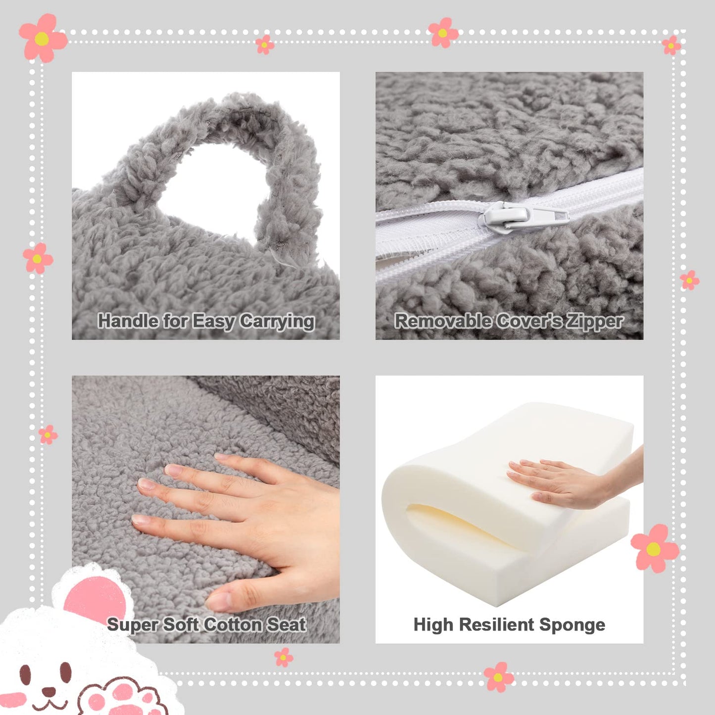 ALIMORDEN Kids Ultra-Soft Snuggle Foam Filled Chair, Toddler Cuddly Sherpa Reading Couch for Boys and Girls, Grey