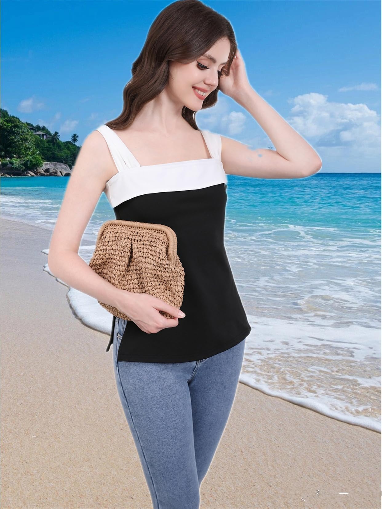 DIHKLCIO Straw Clutch Purses for Women Summer Beach Woven Bag Purse 2025 Cloud Dumpling Pouch Crossbody Handbags khaki